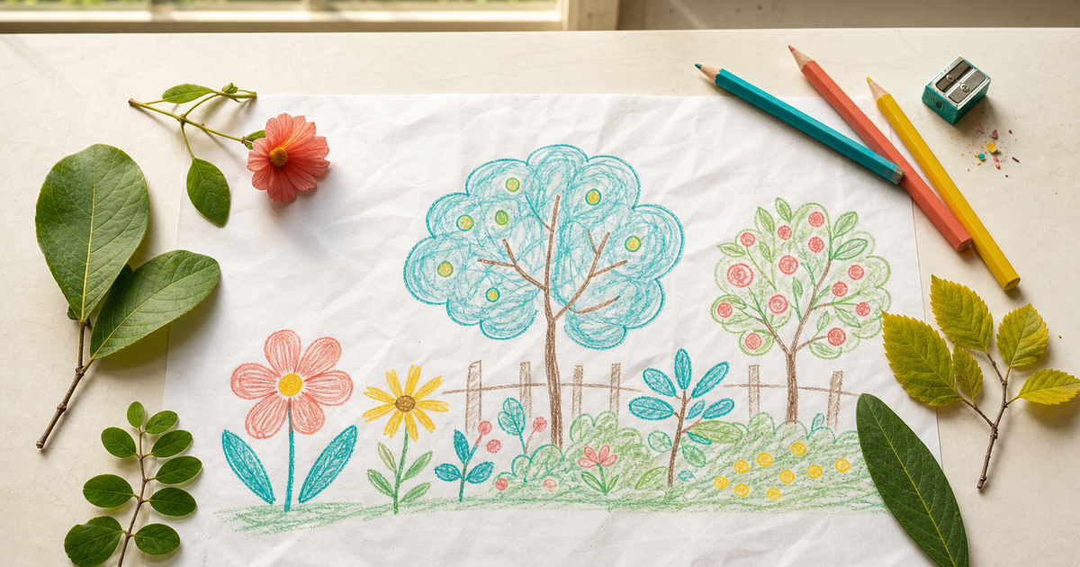 Een tuin tekenen met kinderen: kijk eerst naar echte vormen