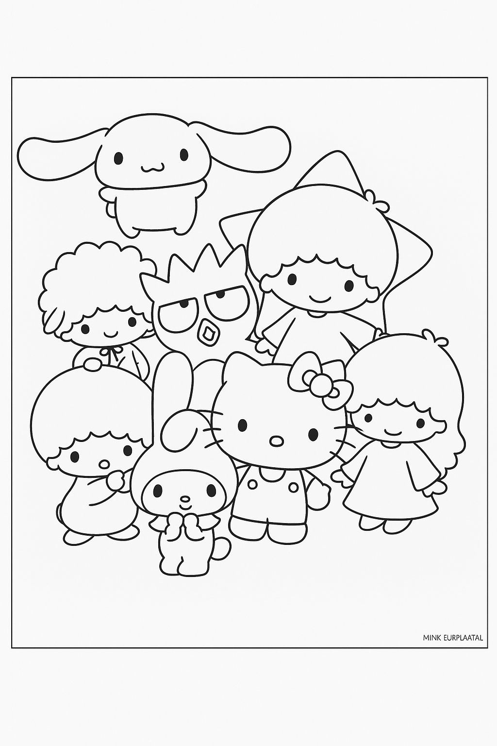 Plantilla de Coloreado Gratis Sanrio - Variante 1 Plantilla para Niños