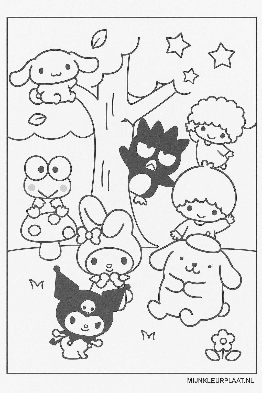 Plantilla de Coloreado Gratis Sanrio - Variante 2 Plantilla para Niños