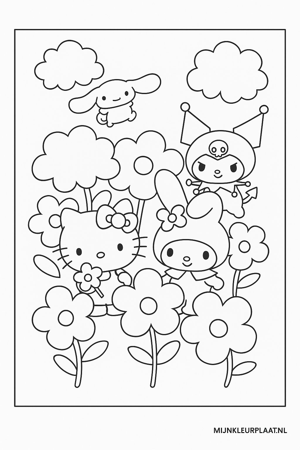 Plantilla de Coloreado Gratis Sanrio - Variante 3 Plantilla para Niños