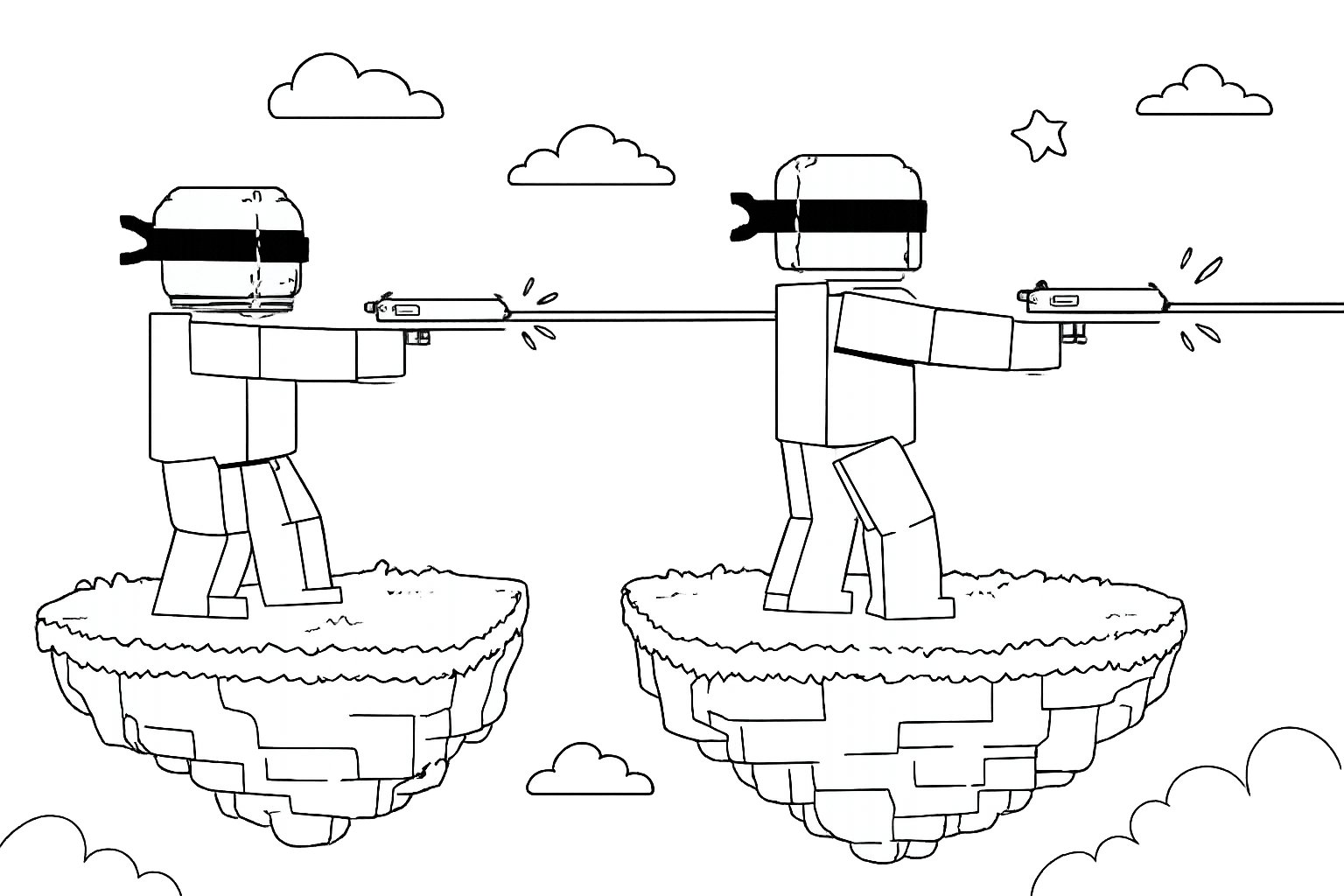 [UPD] Blind Shot Roblox kleurplaat - zwart-wit lijntekening