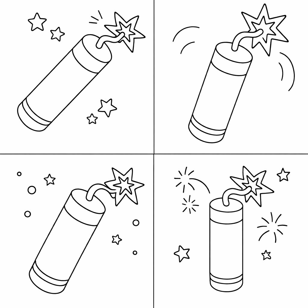 Coloriage rotje vuurwerk dessin au trait