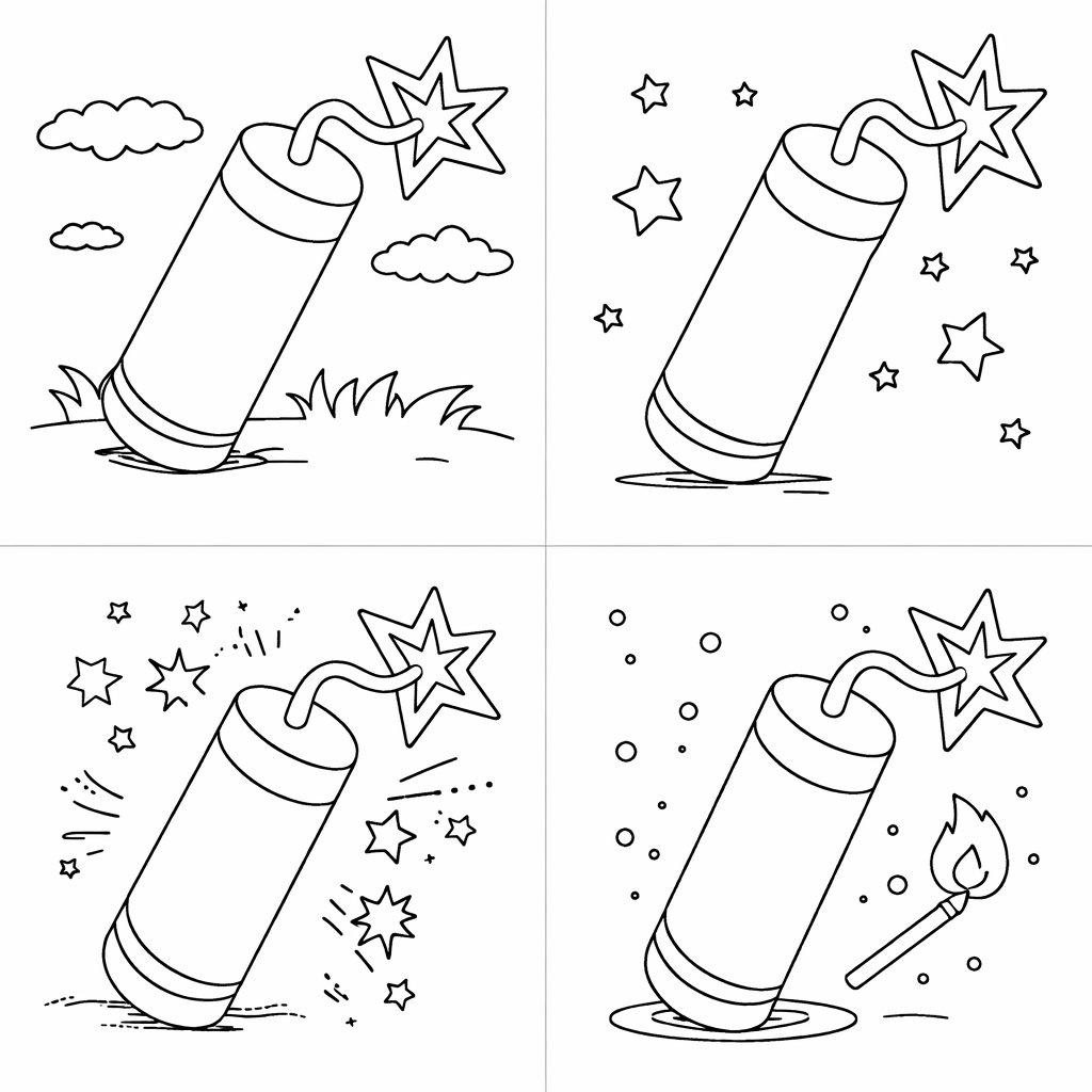 Coloriage rotje vuurwerk dessin au trait