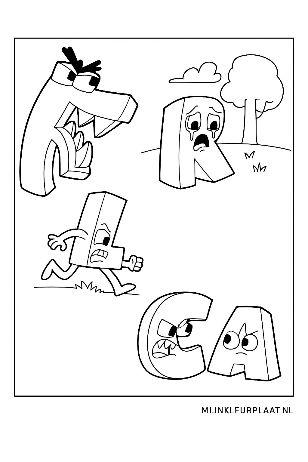 Plantilla de colorear Alfabeto Lore Gratis - Variante 4 Plantilla para niños