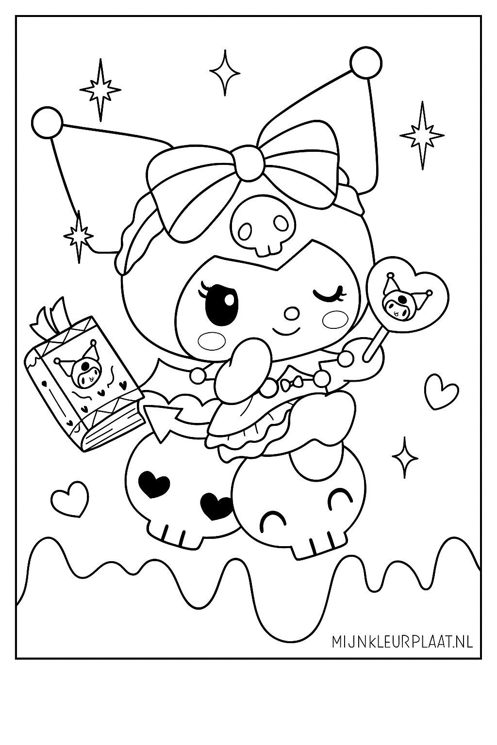 Plantilla de Coloreado Gratis Kuromi - Variante 4 Plantilla de Coloreado para Niños