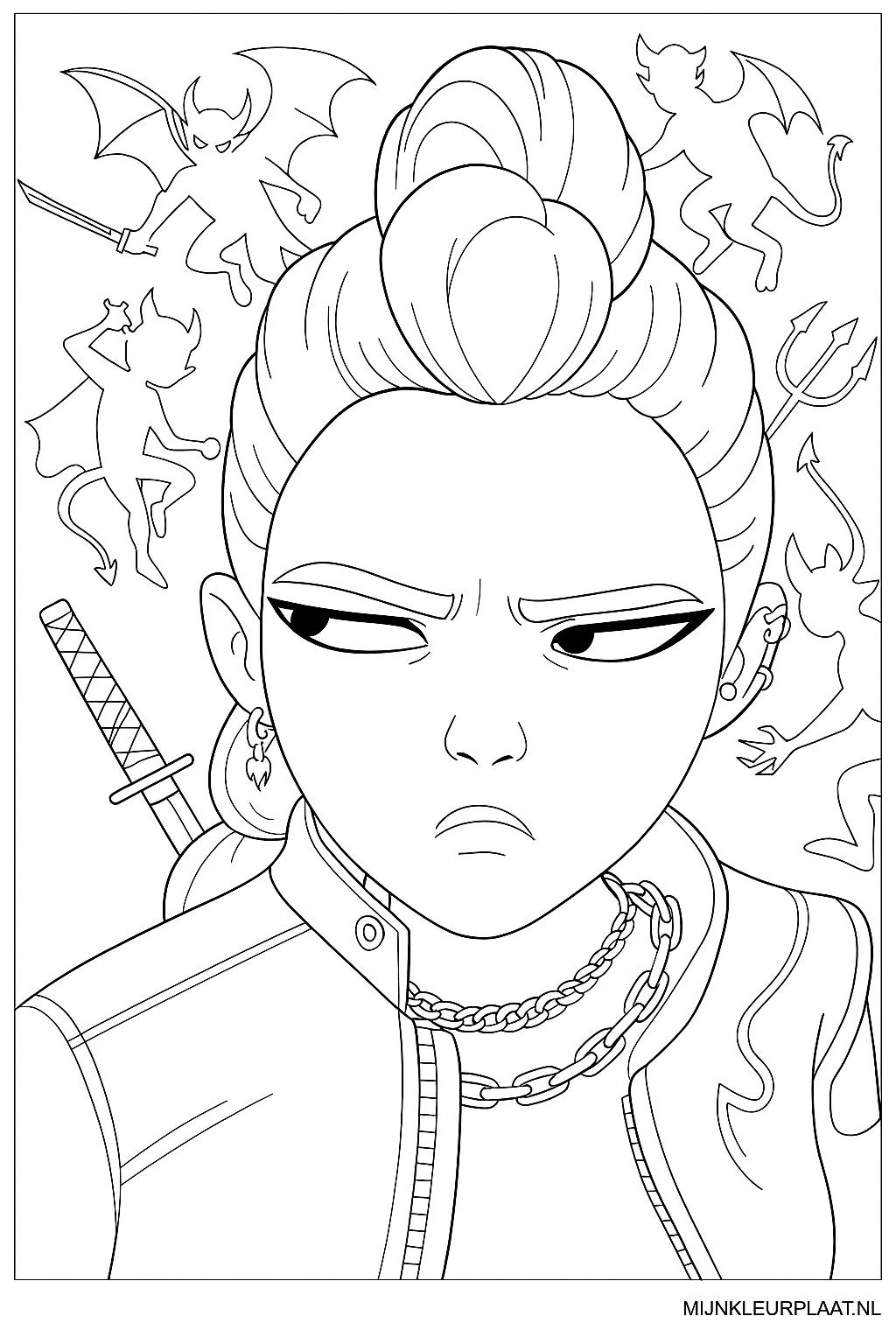 Demon Hunters Variant 4 coloring page for children