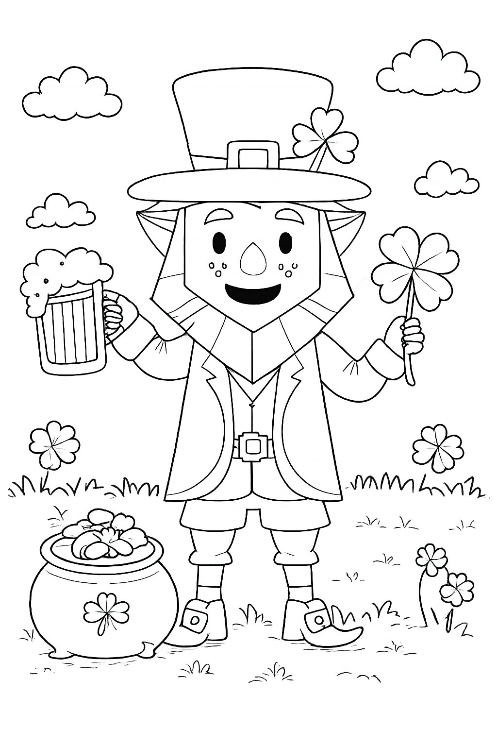 Coloriage st patrick's day dessin au trait