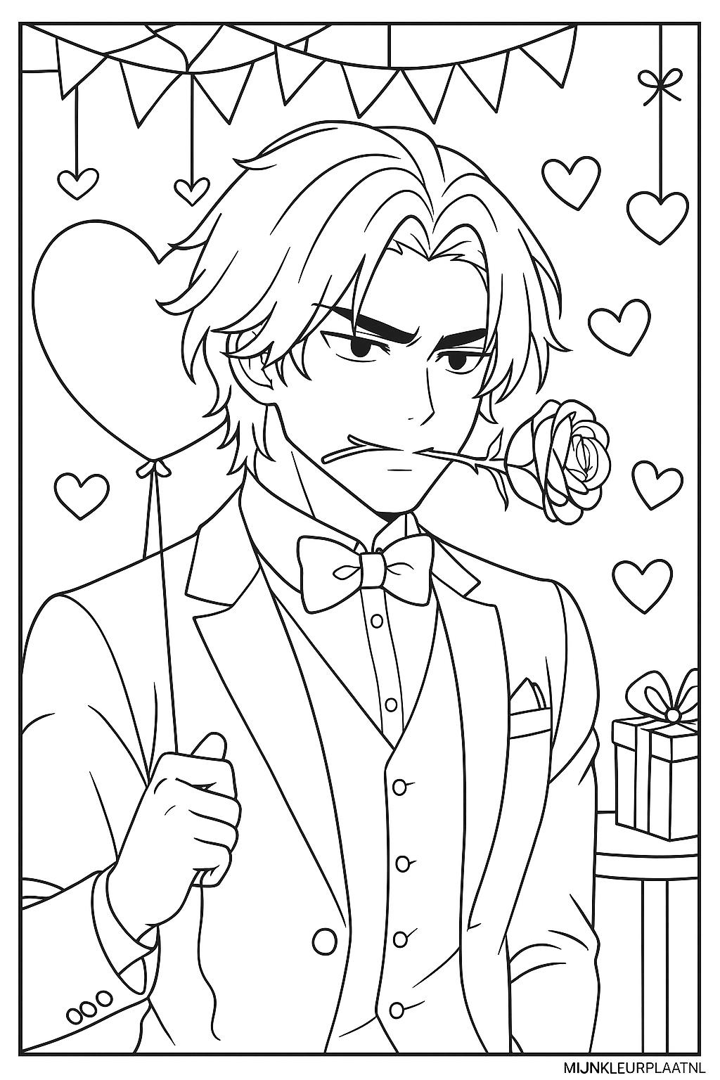 Plantilla de Colorear Gratis del Día de San Valentín - Variante 3 Plantilla para Niños