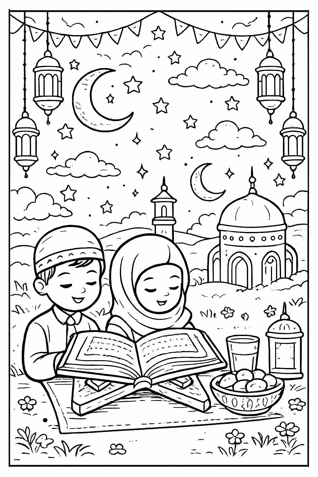 Ramadan coloring page line art