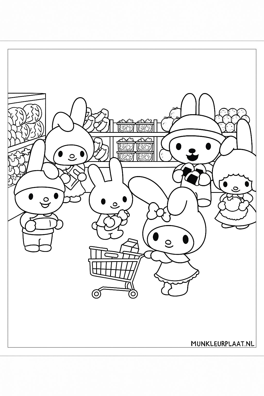 Plantilla de Coloreado Gratis My Melody - Variante 1 Plantilla para Niños