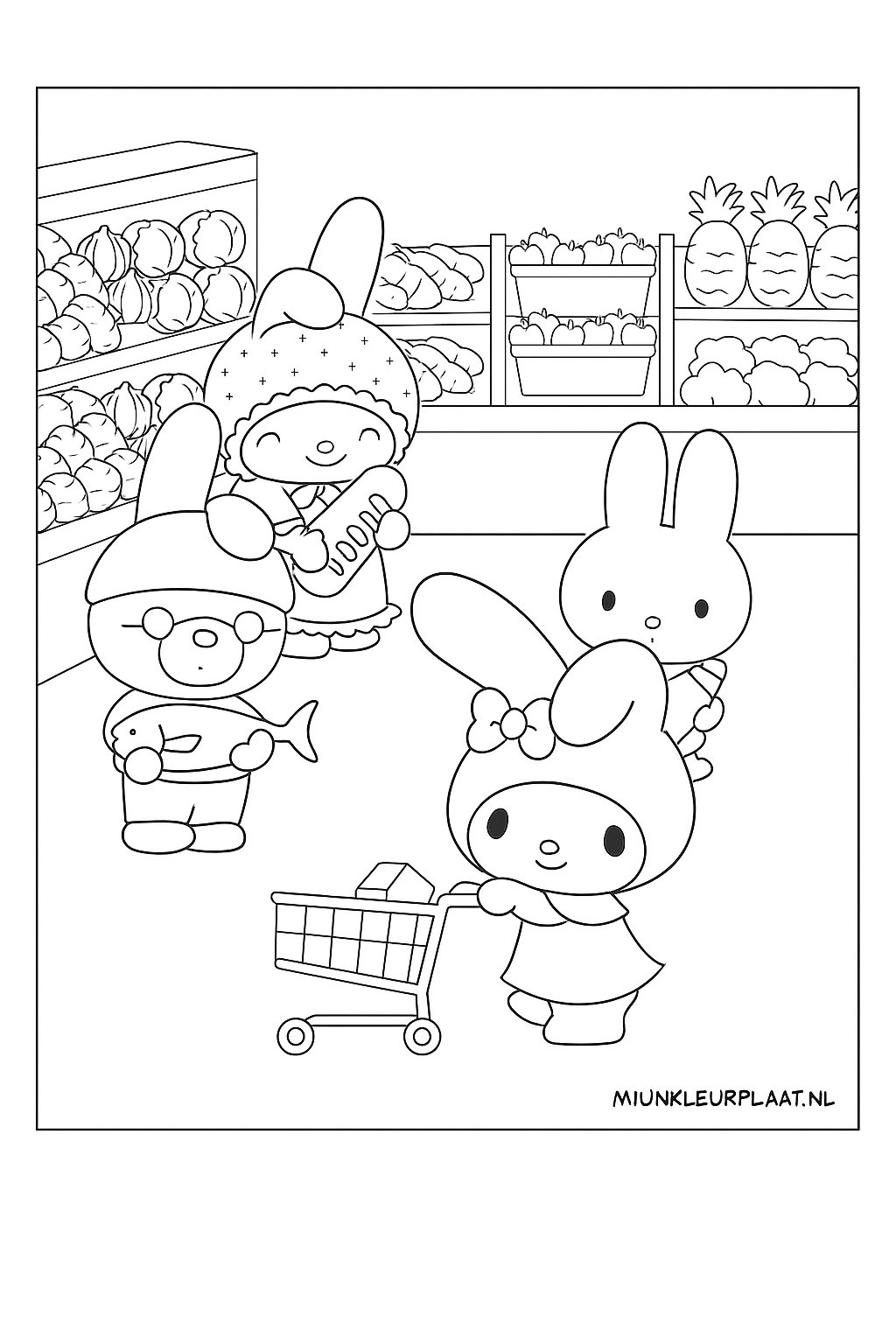 Plantilla de Coloreado Gratis My Melody - Variante 2 Plantilla para Niños