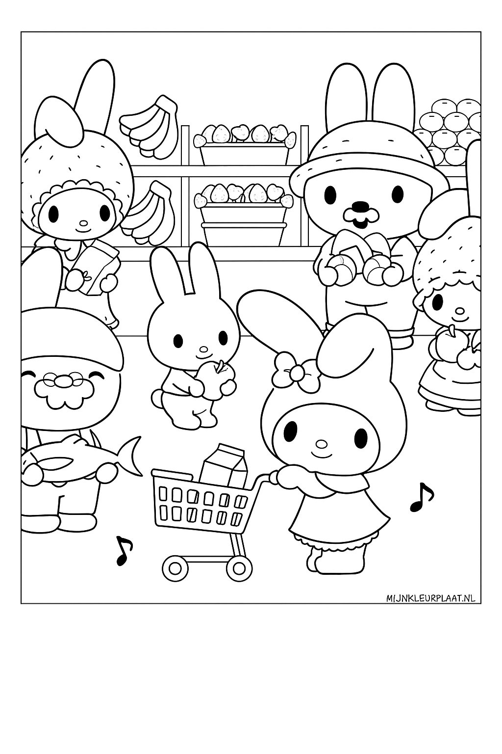 Plantilla de Coloreado Gratis My Melody - Variante 4 Plantilla para Niños