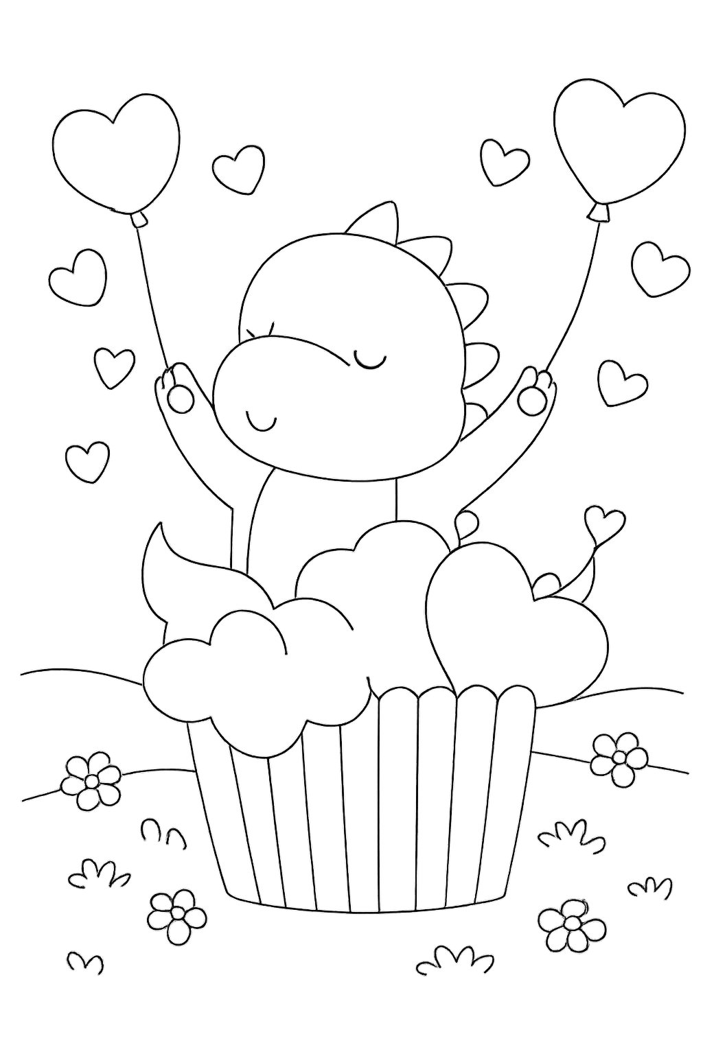 Cupcake Valentijnsdag coloring page line art