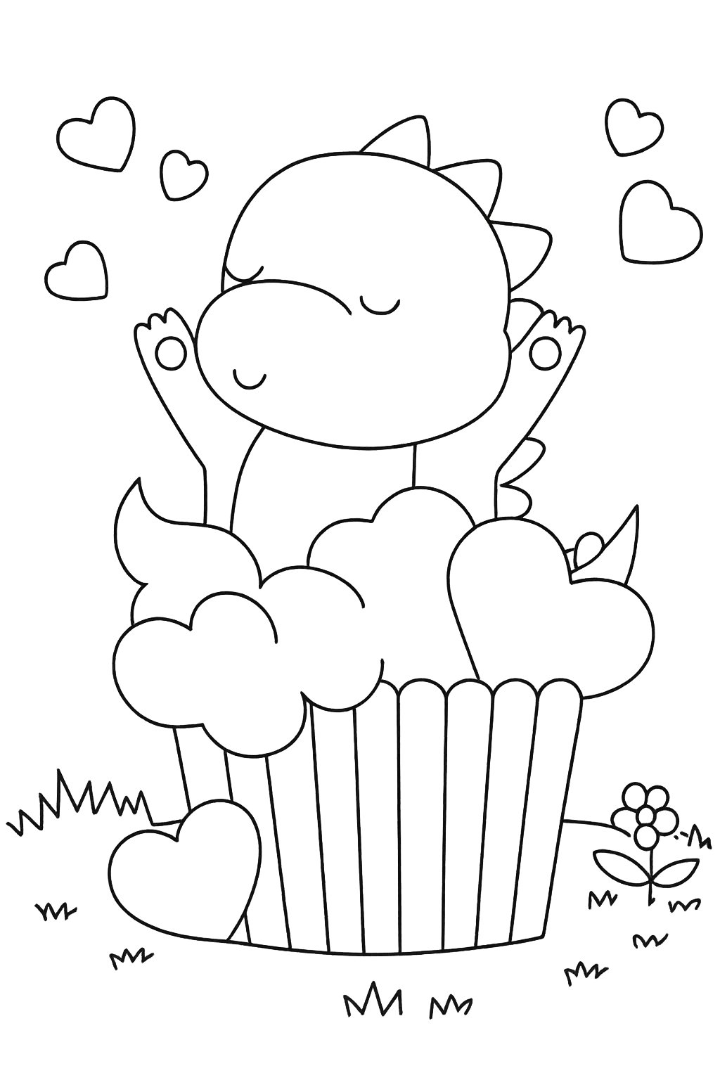 Cupcake Valentijnsdag coloring page line art