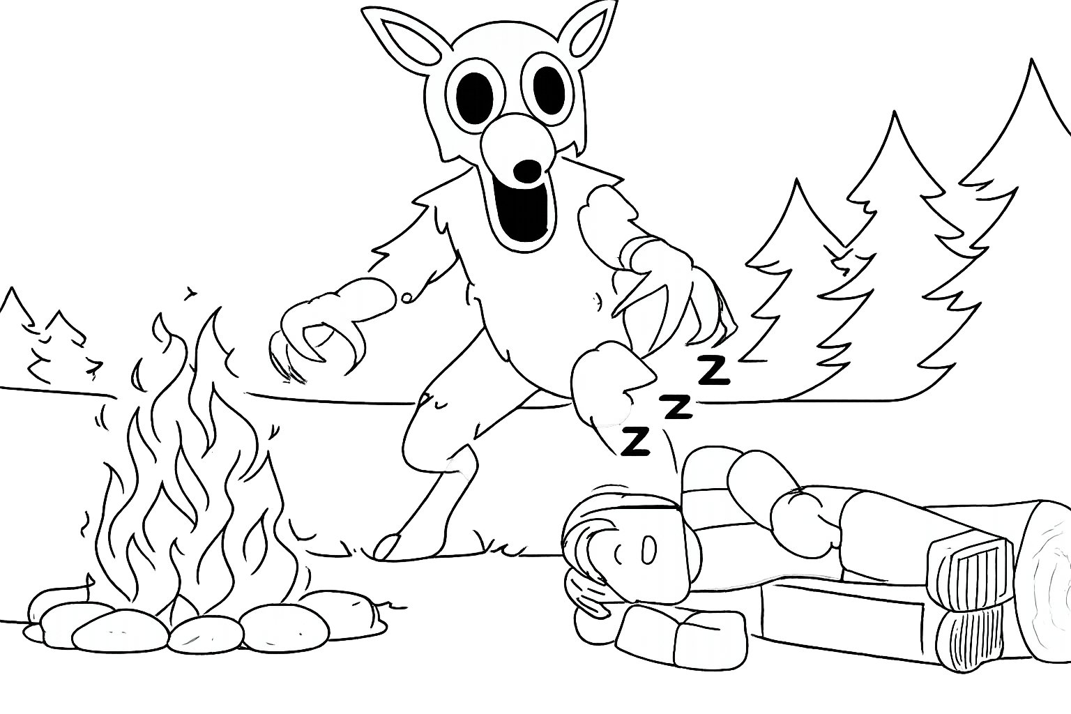 99 Nights in the Forest coloring page line art