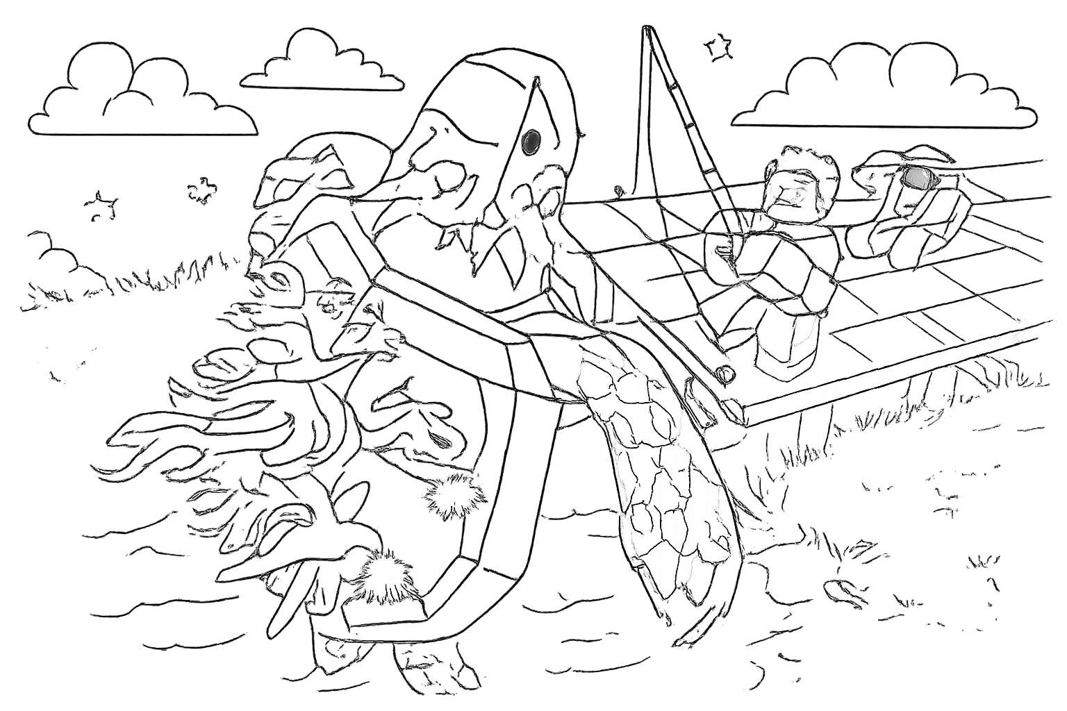 Coloriage Fisch Roblox dessin au trait