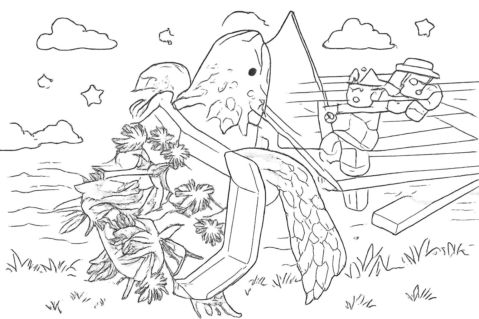 Coloriage Fisch Roblox dessin au trait