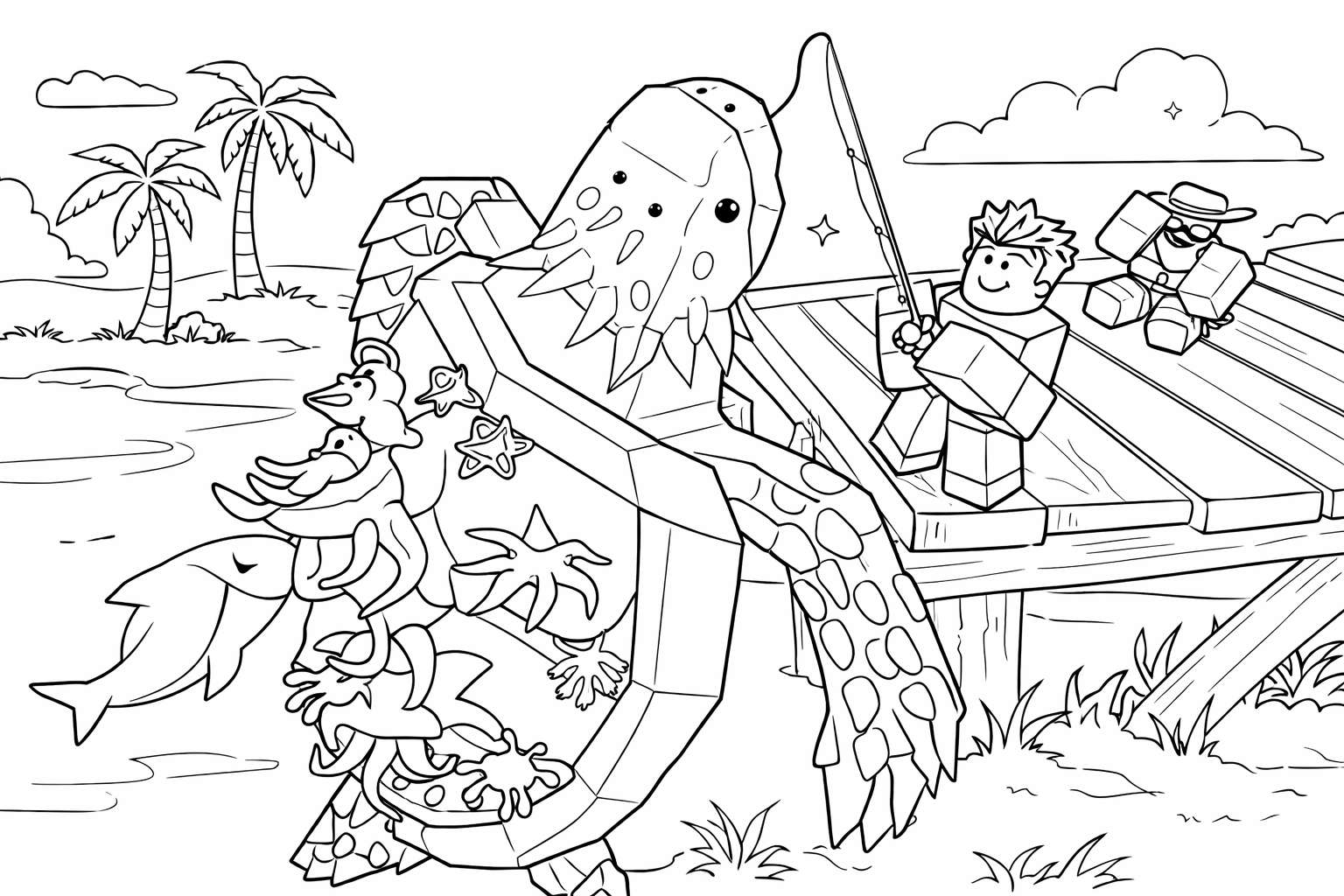 Coloriage Fisch Roblox dessin au trait