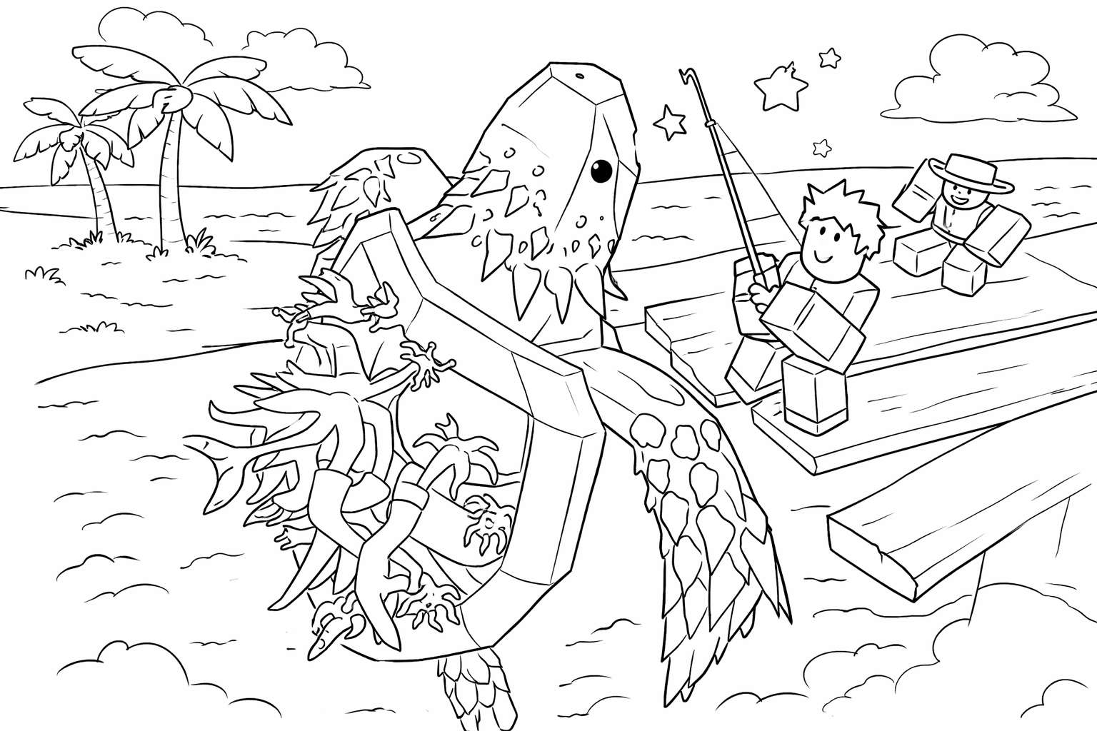 Coloriage Fisch Roblox dessin au trait