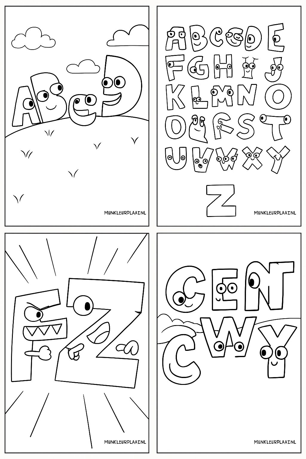 Plantilla de Colorear Alfabeto Gratis - Variante 3 Plantilla para Niños