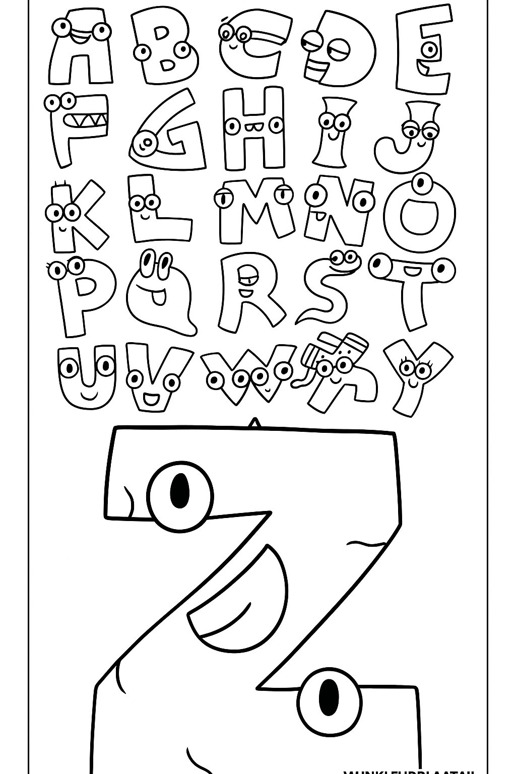 Plantilla de colorear Alfabeto Lore Gratis - Variante 4 Plantilla para niños