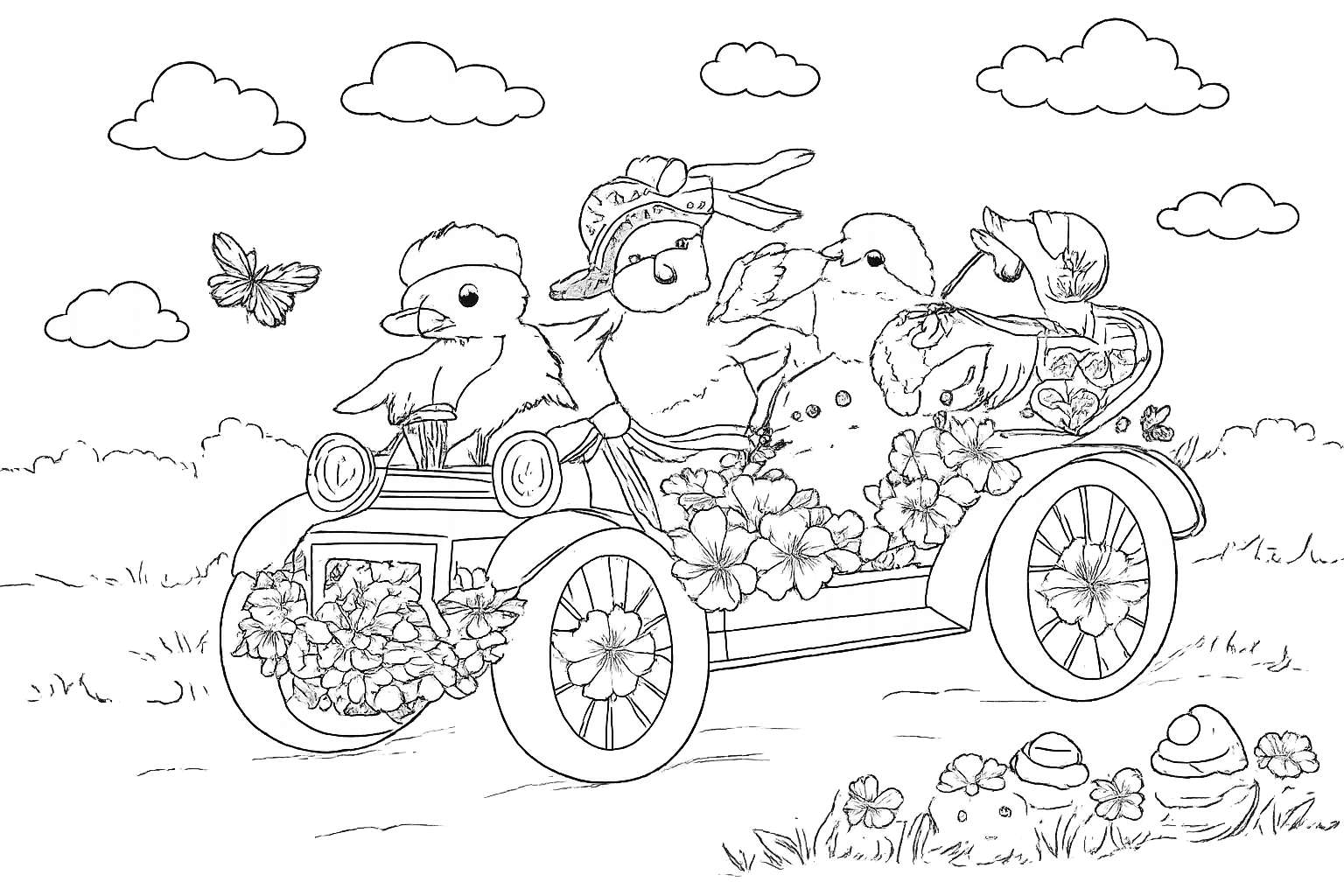 Coloriage Pasen kuikens dessin au trait