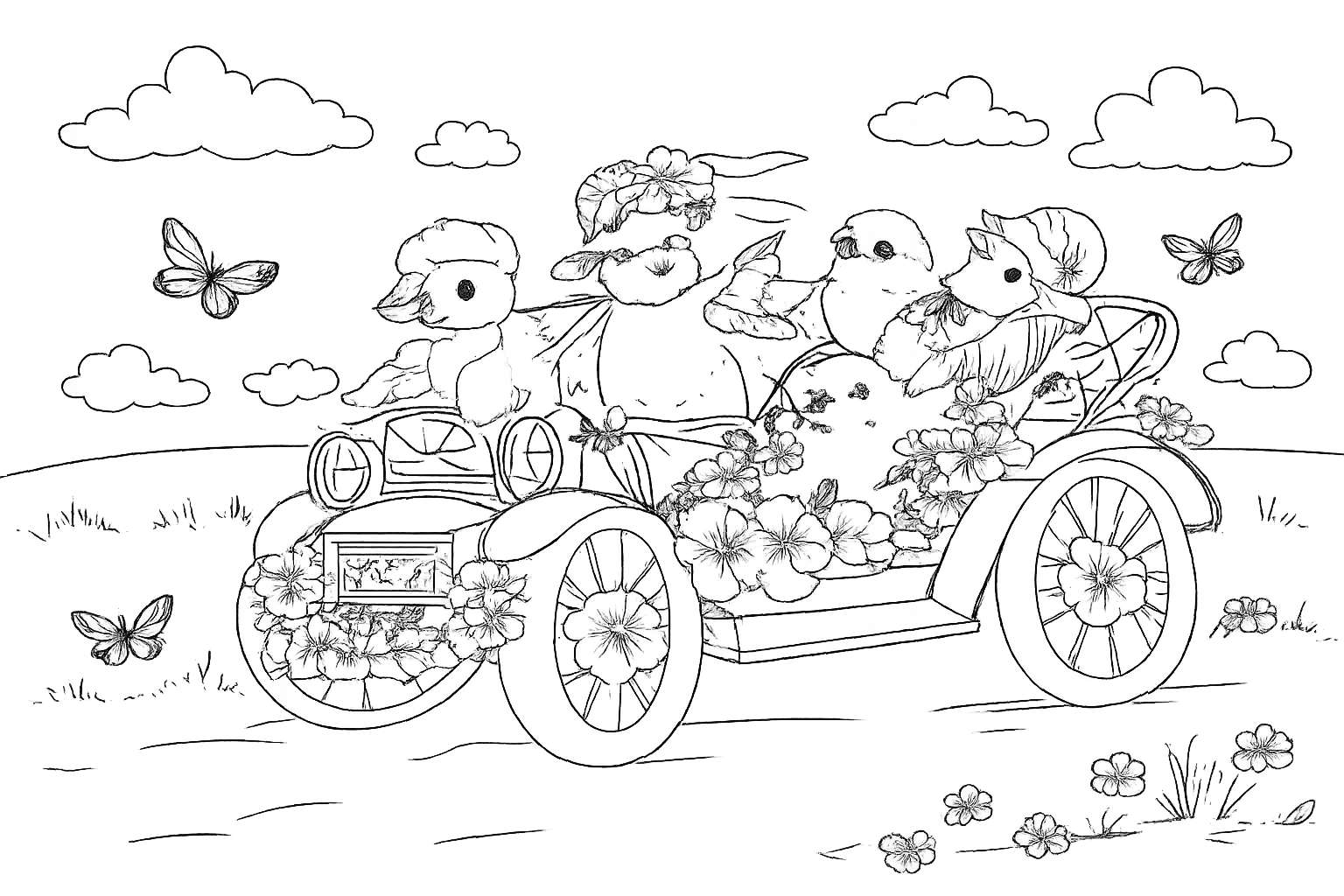 Coloriage Pasen kuikens dessin au trait