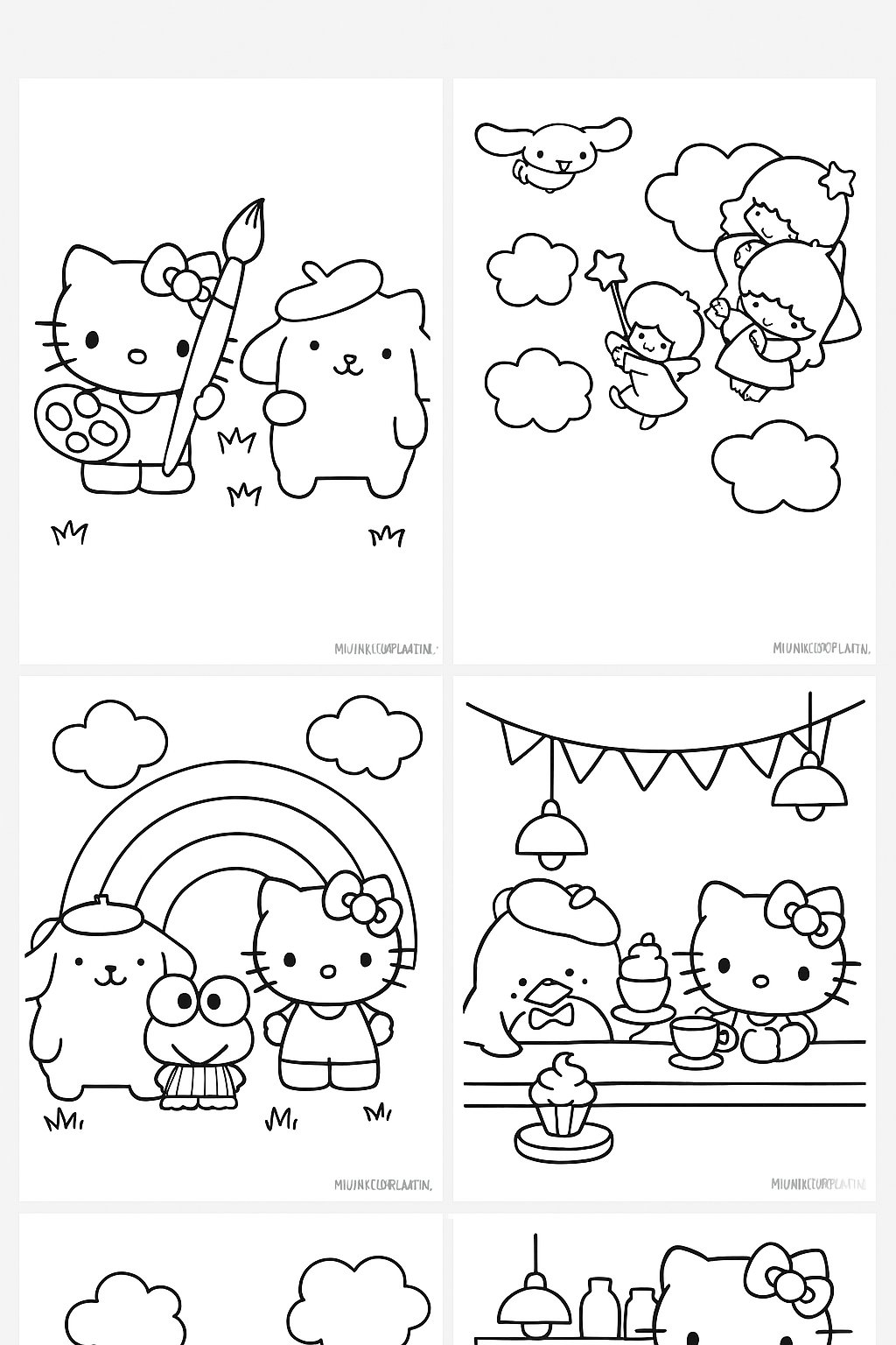 Plantilla de Coloreado Gratis Sanrio - Variante 3 Plantilla para Niños