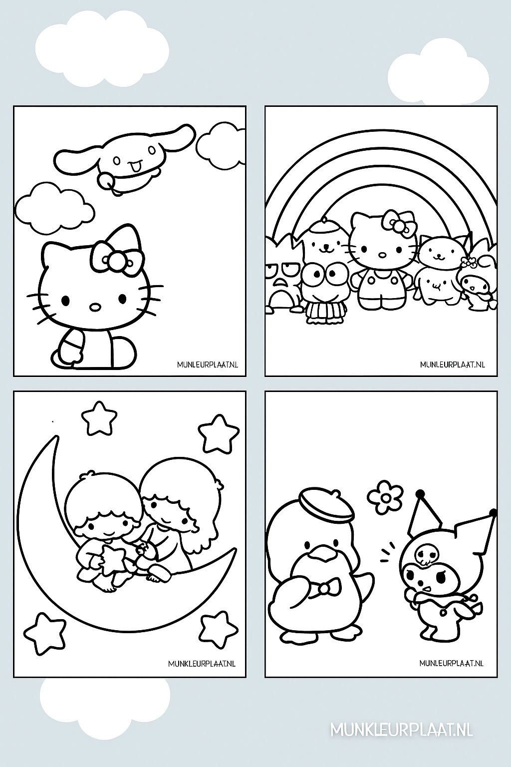 Plantilla de Coloreado Gratis Sanrio - Variante 4 Plantilla para Niños