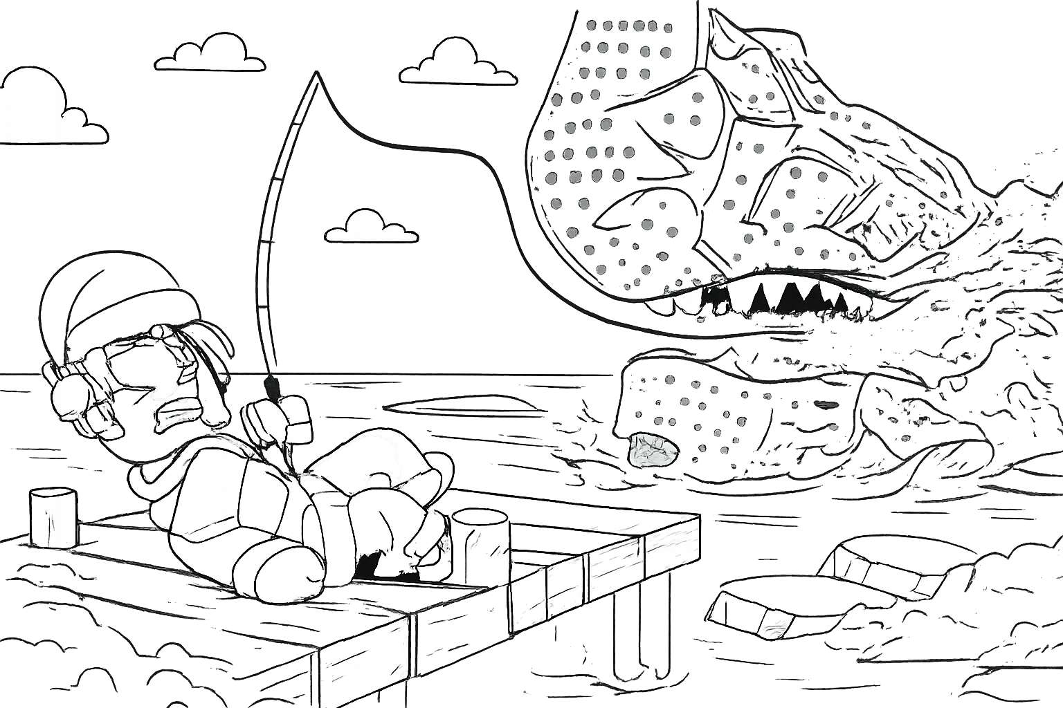 Coloriage Fish It! Roblox dessin au trait