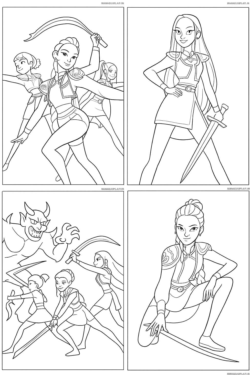 Golden Demon Hunters Variant 3 coloring page for children