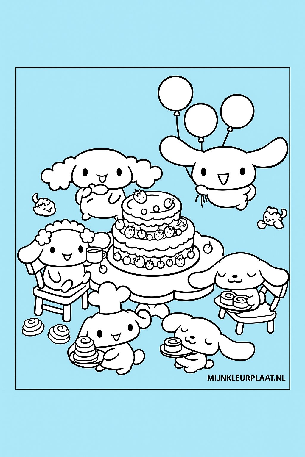 Plantilla de Coloreado Gratis Cinnamoroll - Variante 3 Plantilla de Coloreado para Niños