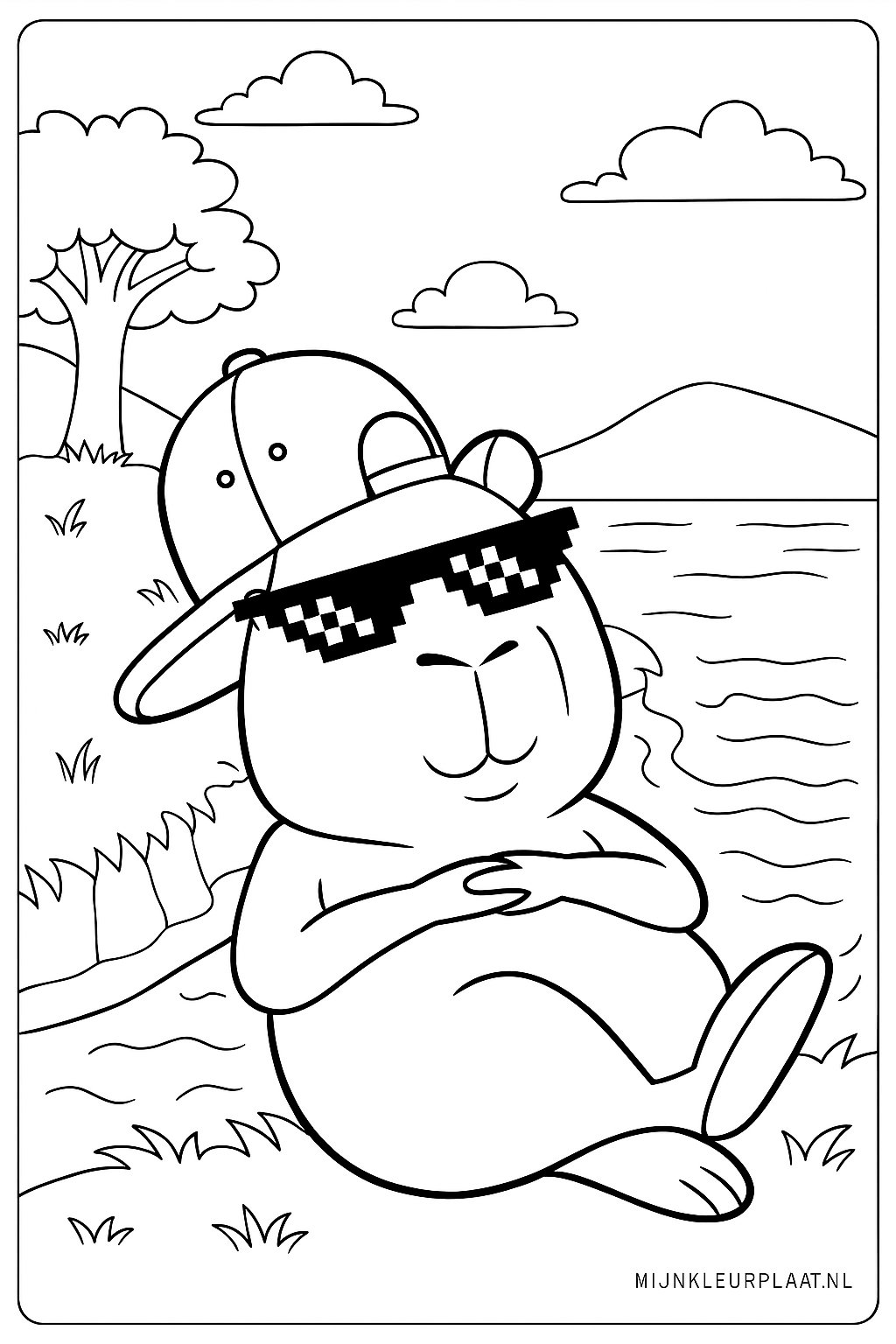 Plantilla de Coloreado Gratis de Capibara - Variante 3 Plantilla para Niños