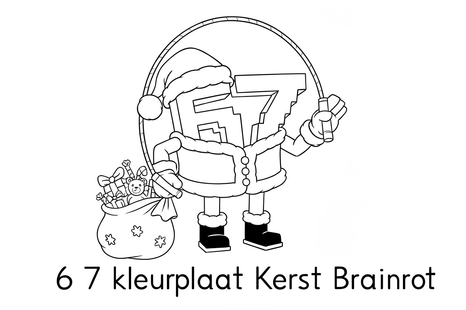 Kleurplaat van 6 7 kleurplaat kerst brainrot, variant 4