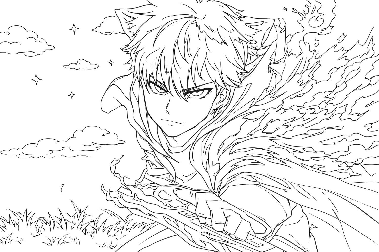 Anime Vanguards coloring page line art