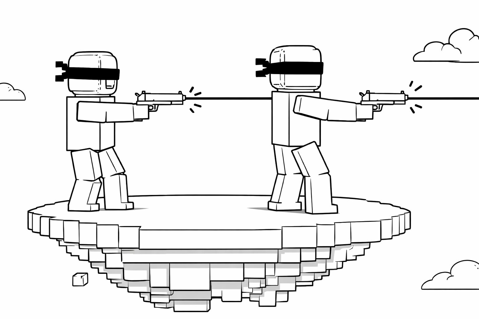 [UPD] Blind Shot Roblox kleurplaat - zwart-wit lijntekening