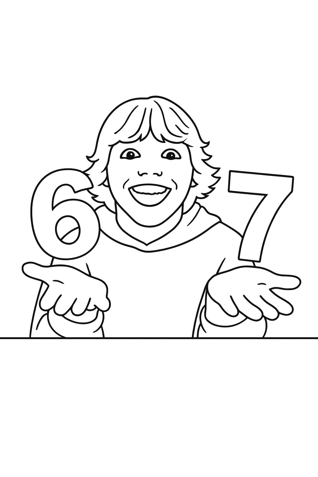 Kleurplaat van 6 7 coloring page, variant 1