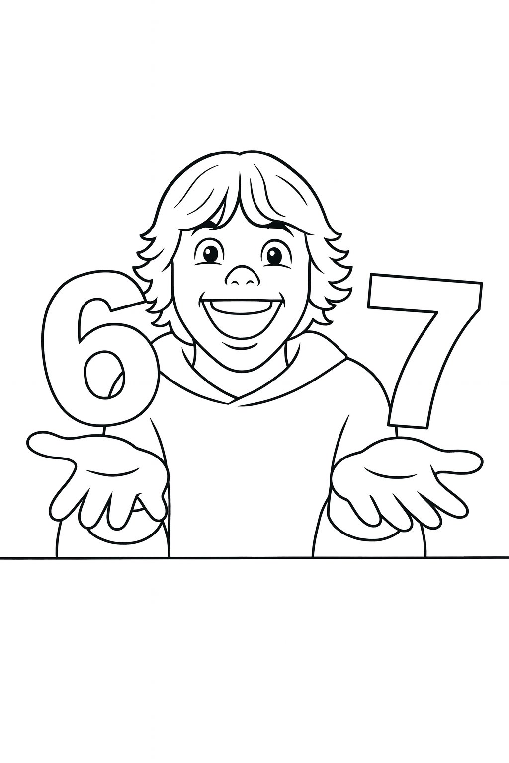 Kleurplaat van 6 7 coloring page, variant 2
