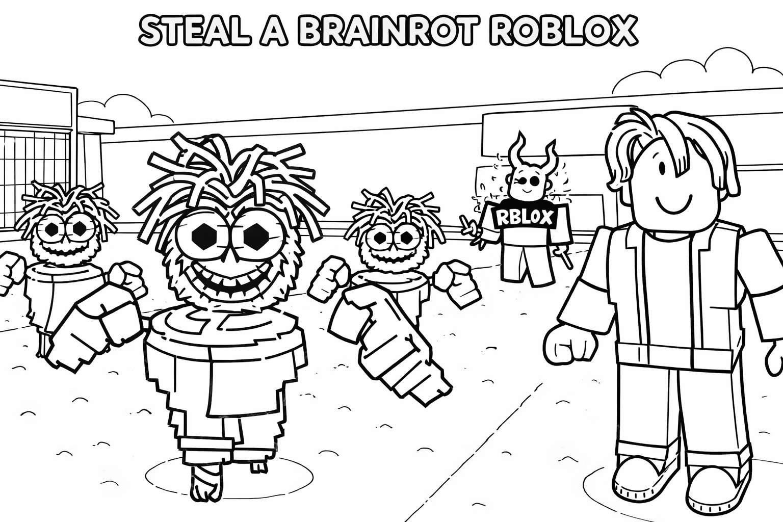 Steal a Brainrot Roblox coloring page line art