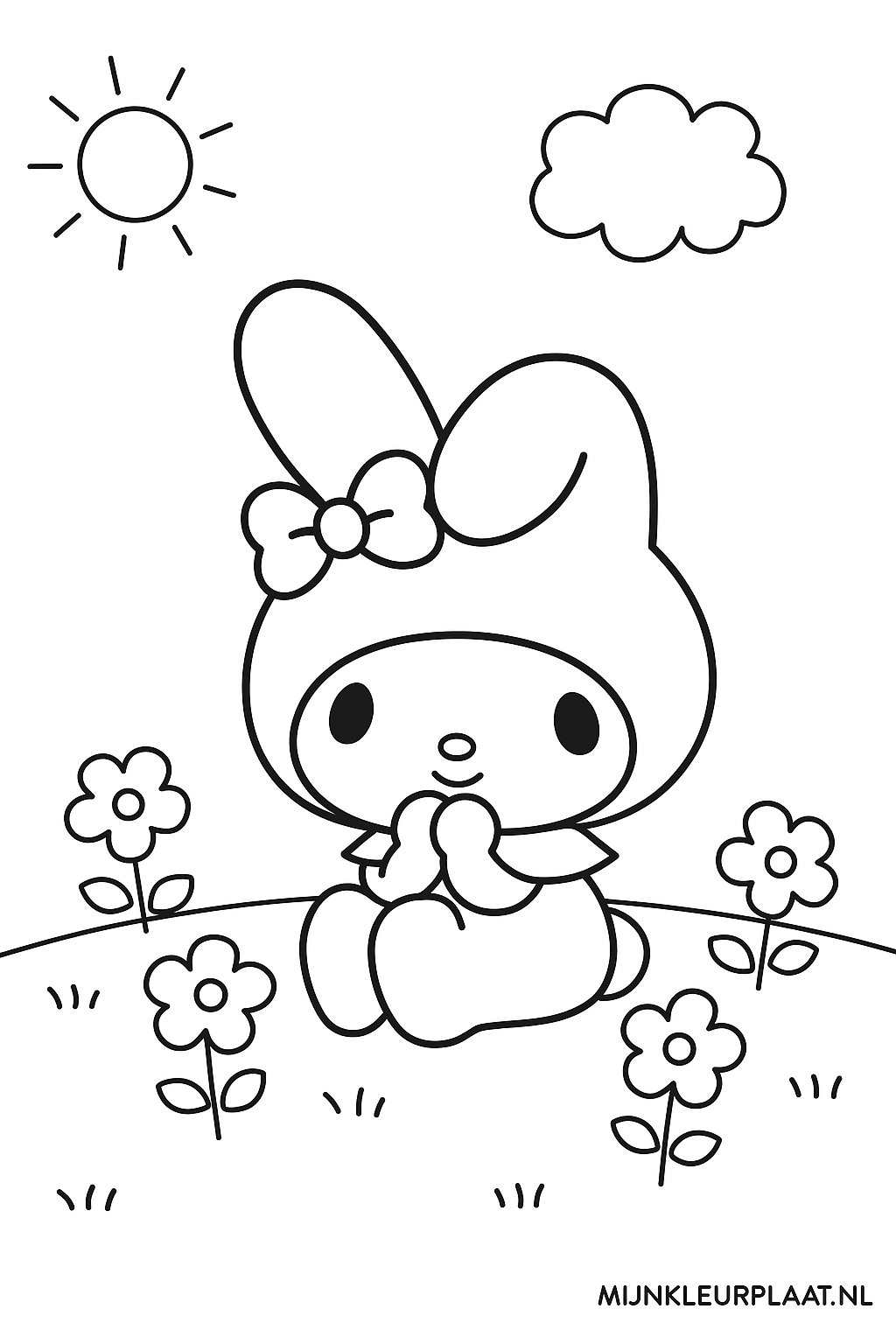 Plantilla de Coloreado Gratis My Melody - Variante 4 Plantilla para Niños