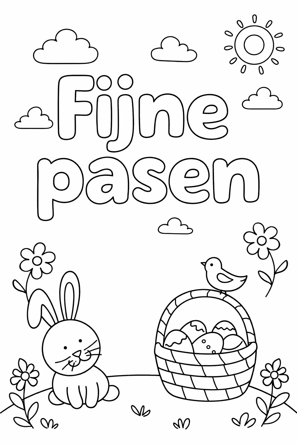 Fijne pasen coloring page line art