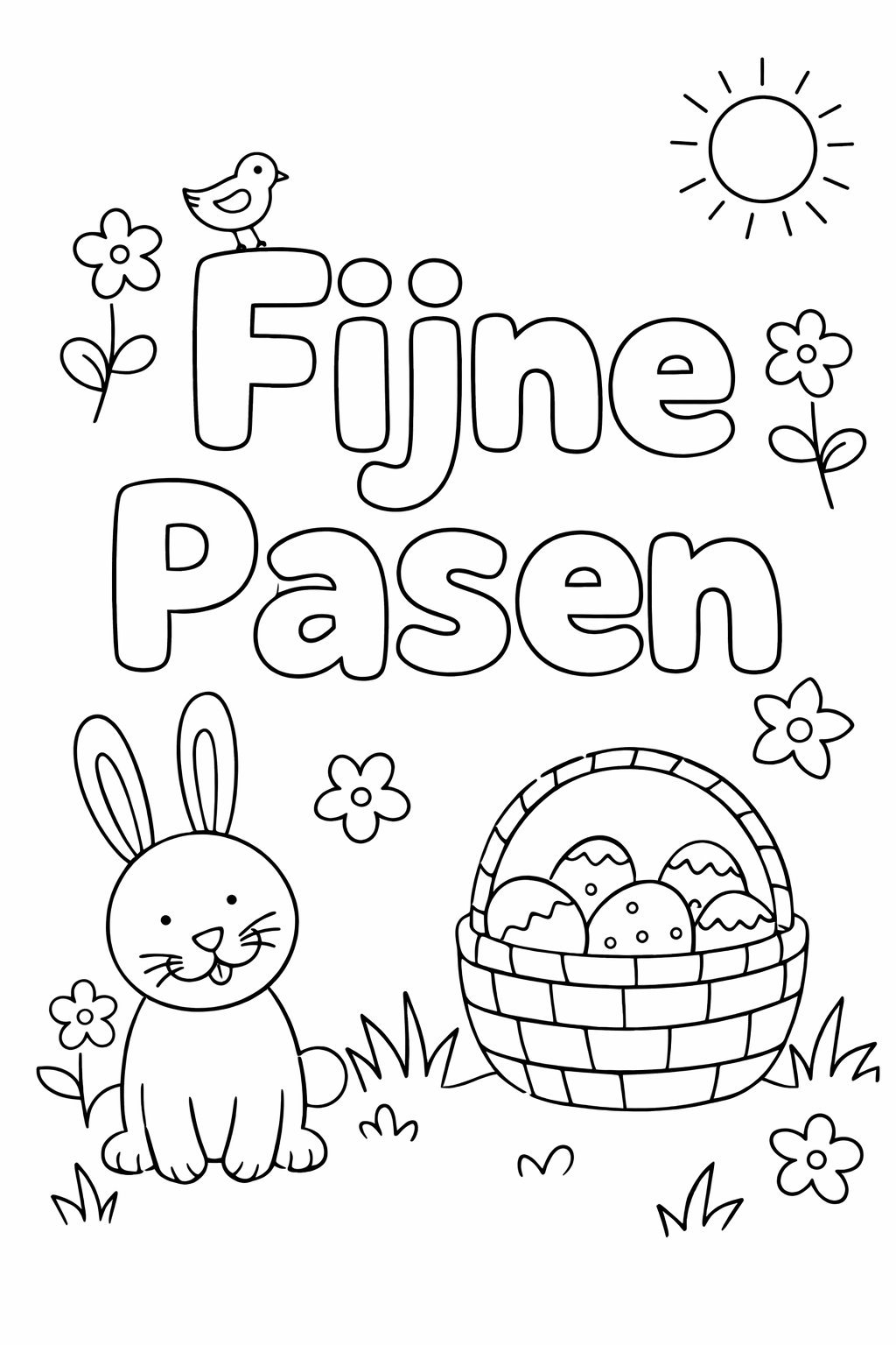 Fijne pasen coloring page line art