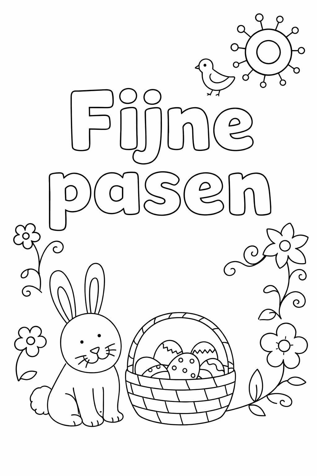 Fijne pasen coloring page line art