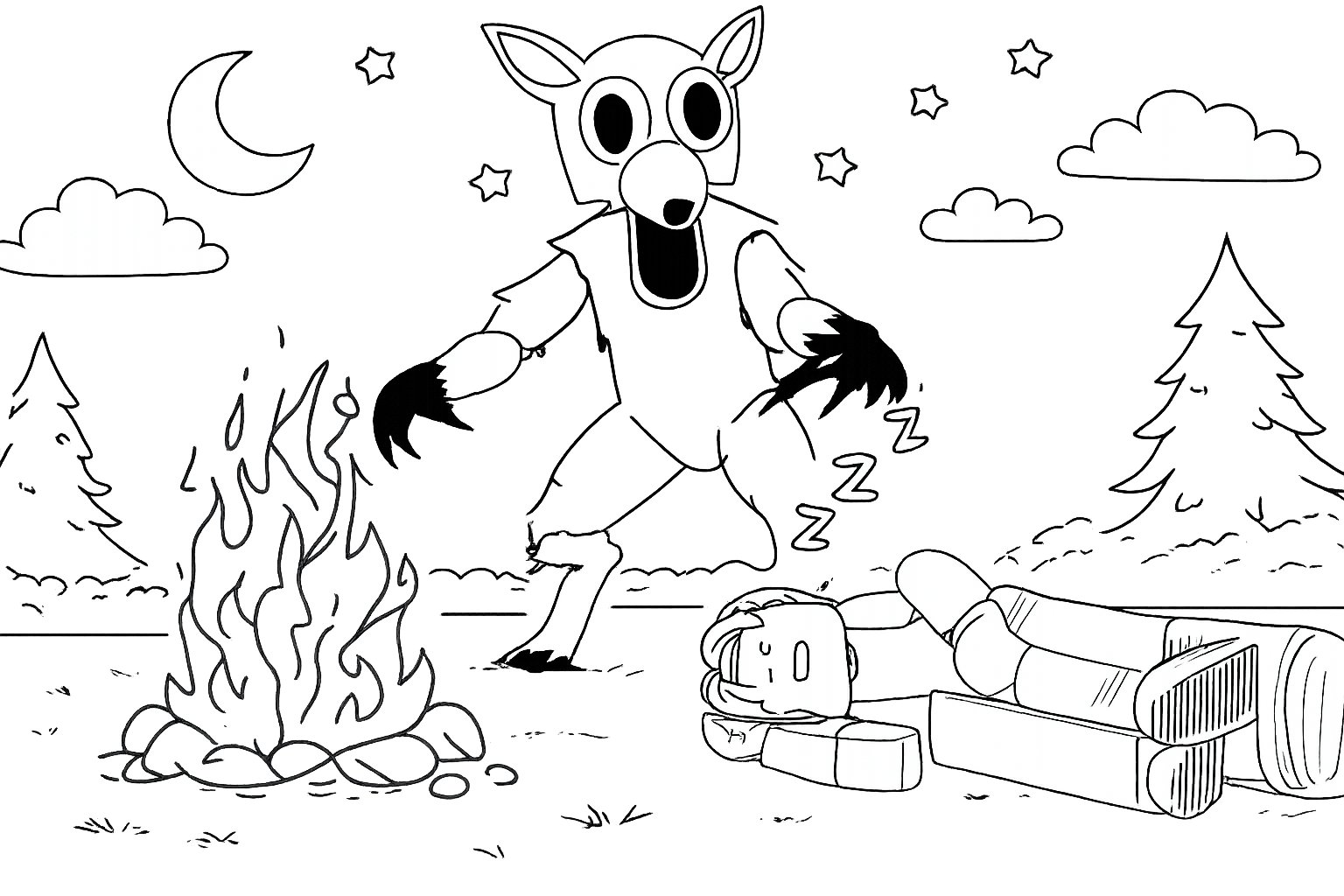 99 Nights in the Forest coloring page line art