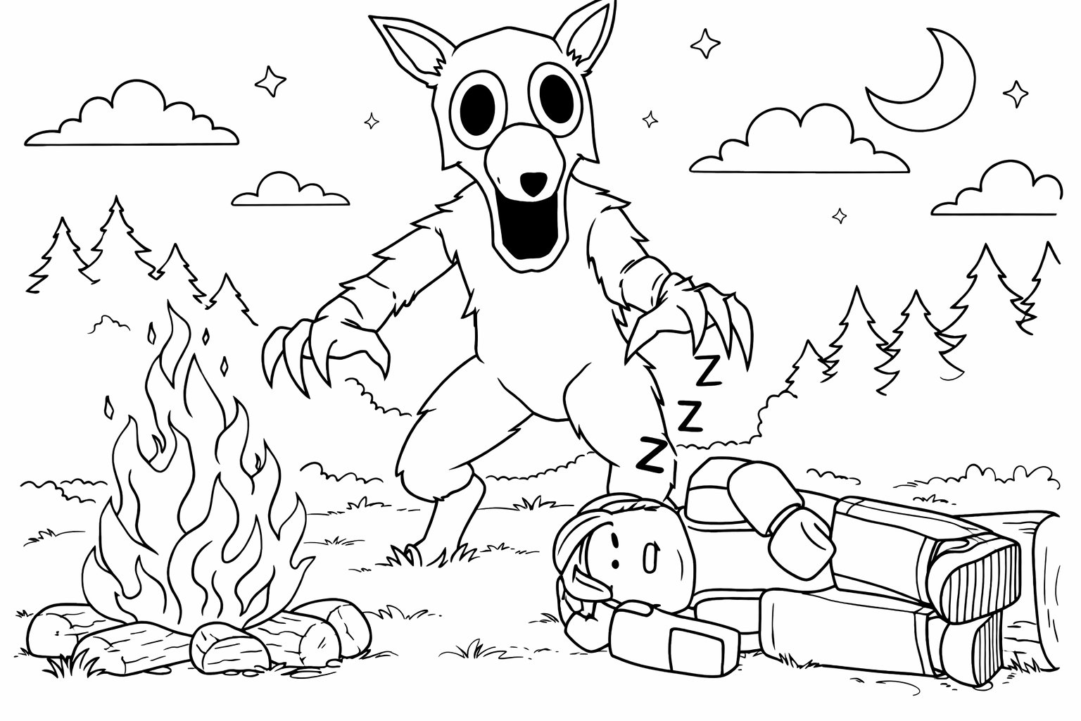 99 Nights in the Forest coloring page line art