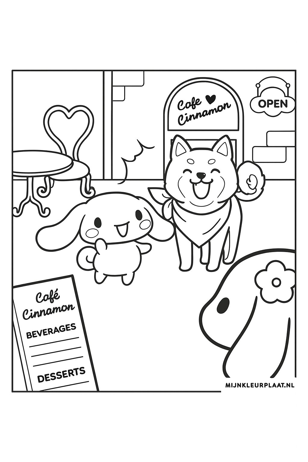 Plantilla de Coloreado Gratis Cinnamoroll - Variante 2 Plantilla de Coloreado para Niños