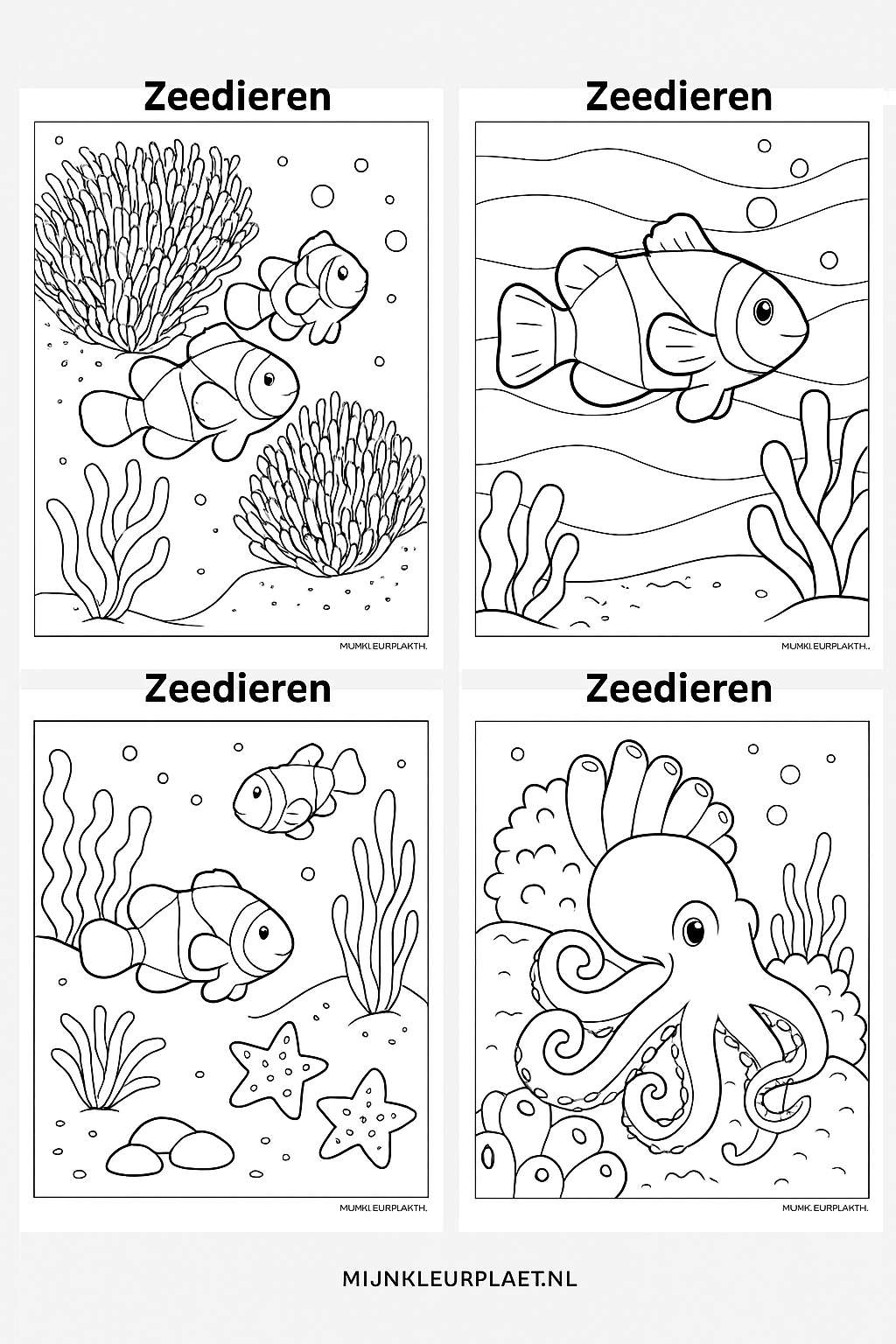 Plantilla de Coloreado Gratis de Animales Marinos - Variante 3 Plantilla para Niños