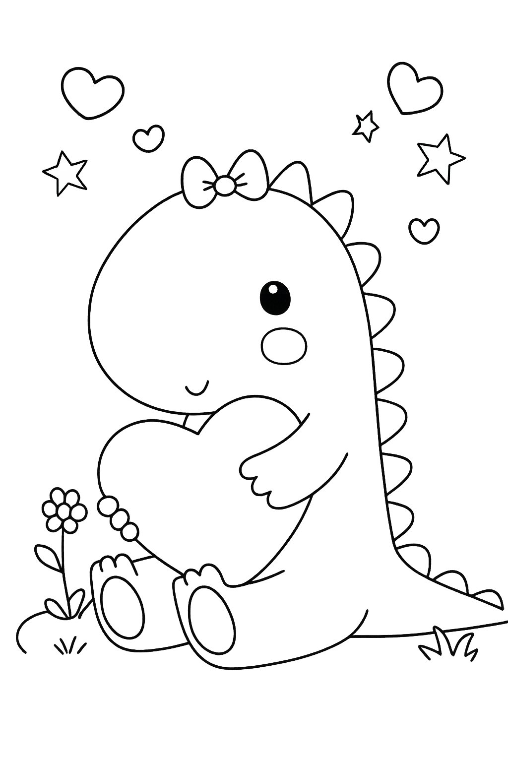 Coloriage Liefdes Dino dessin au trait