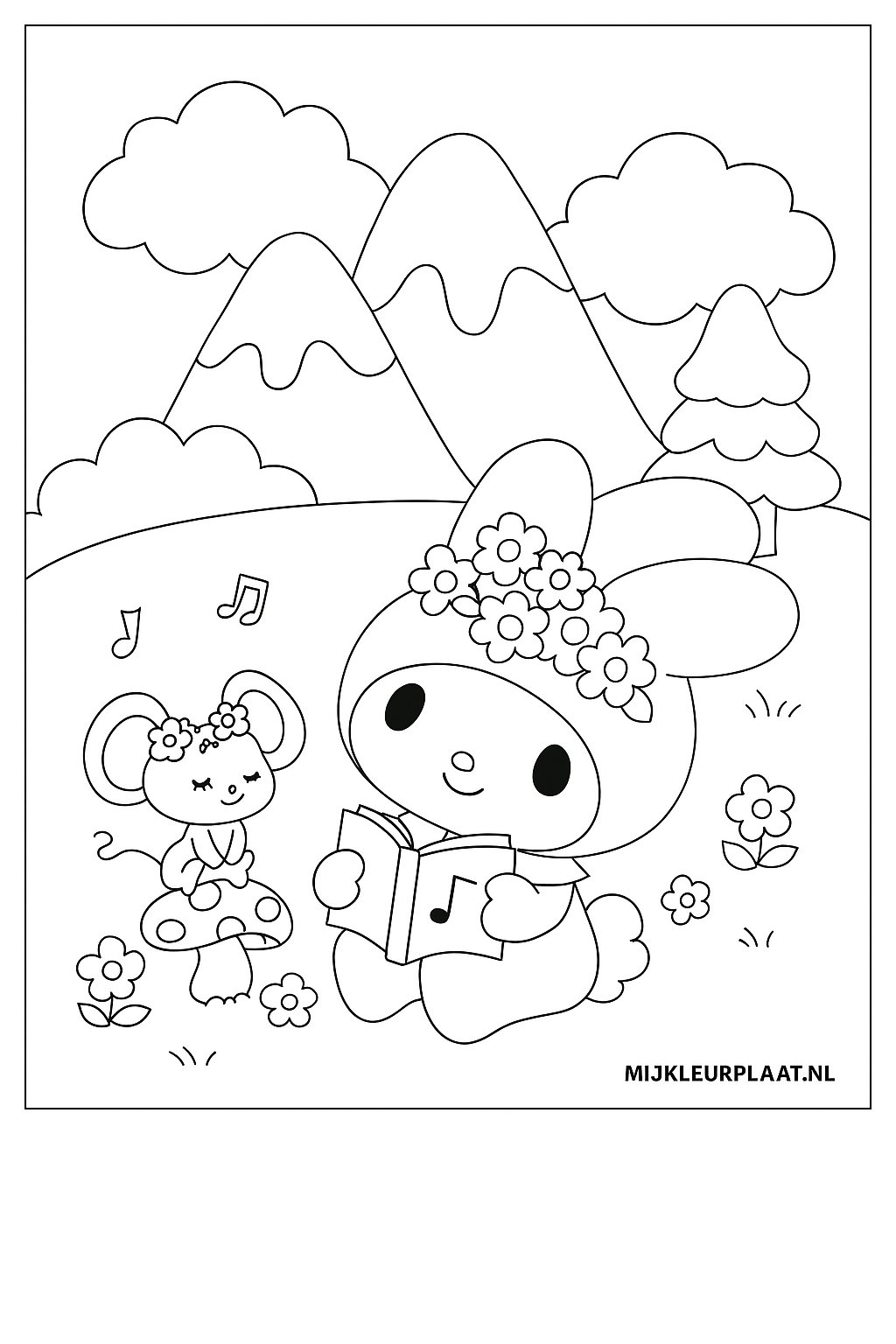 Plantilla de Coloreado Gratis My Melody - Variante 1 Plantilla para Niños