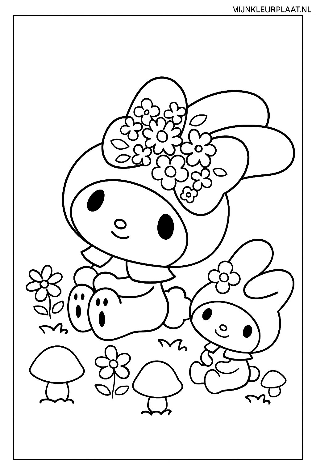 Plantilla de Coloreado Gratis My Melody - Variante 2 Plantilla para Niños
